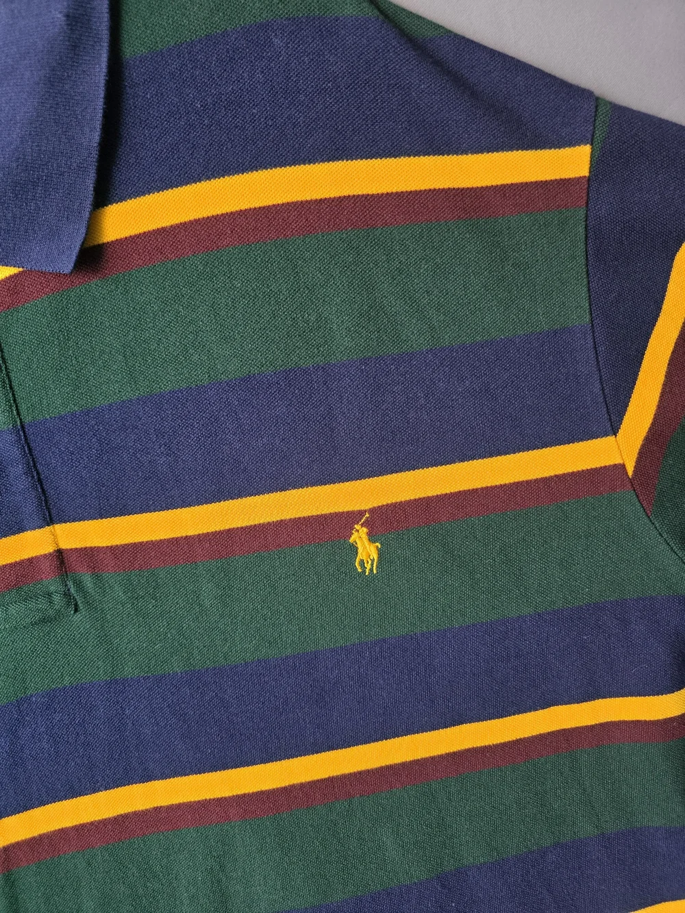 Vintage Polo Ralph Lauren 4XLT Tall Striped Polo Shirt Green Navy Yellow